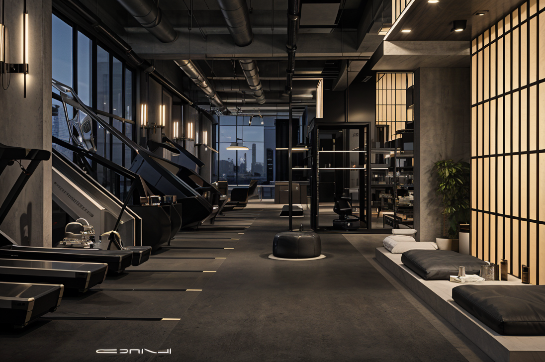 Concept for the STNDRD cardio and member lounge environment
