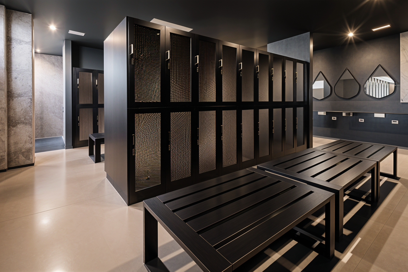 Concept for the premium upstairs locker room